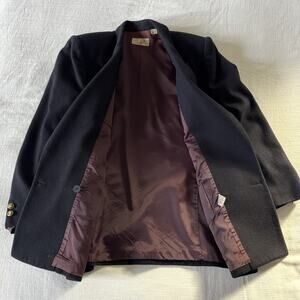 Vintage 1980s Liz Claiborne Navy Wool Cashmere Structured Classic Blazer size 8